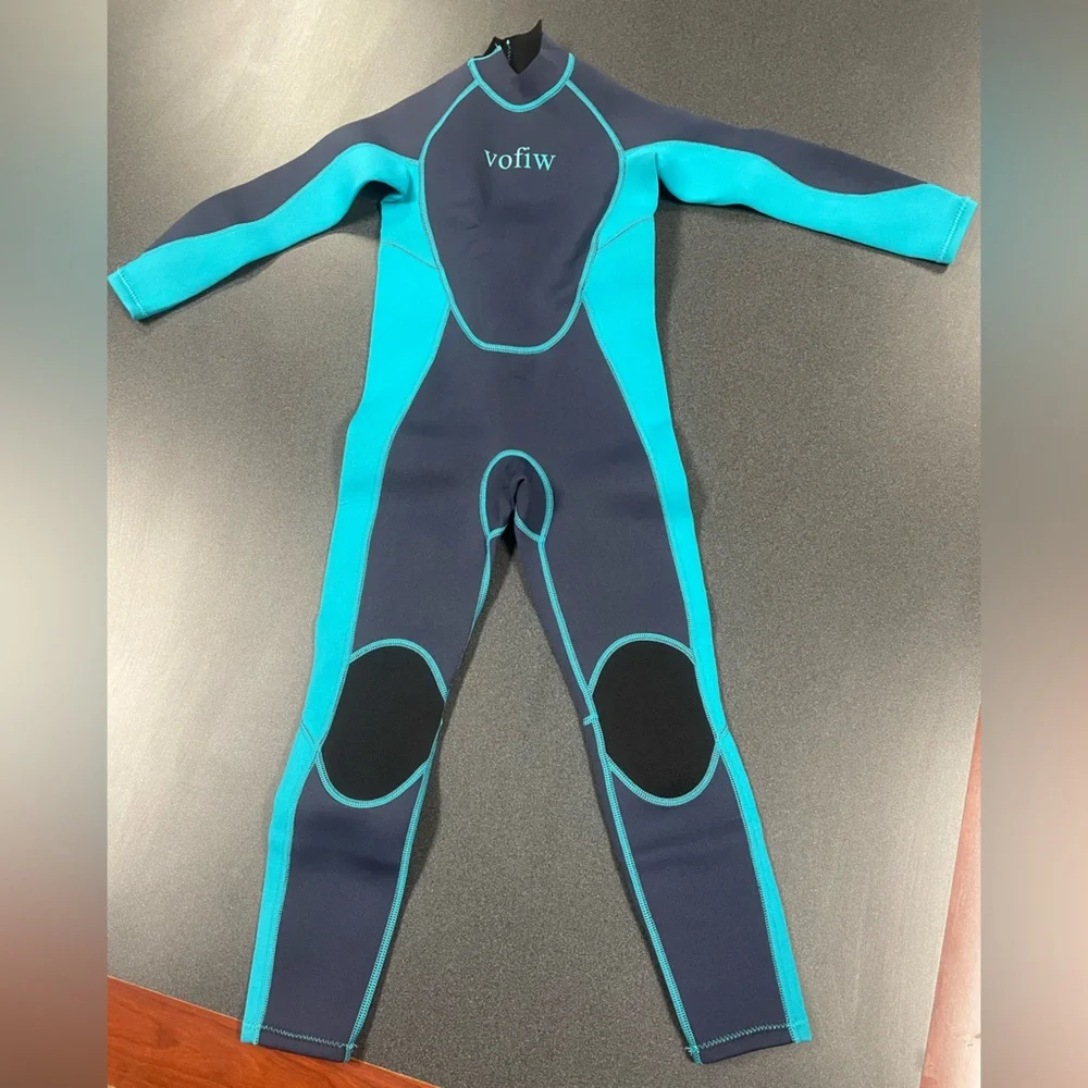 Vofiw Kids Wetsuit Teal & Navy Size 8 Girls Boys Swimsuit